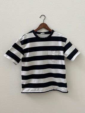 Black and White Striped Short-Sleeve Pocket Tee